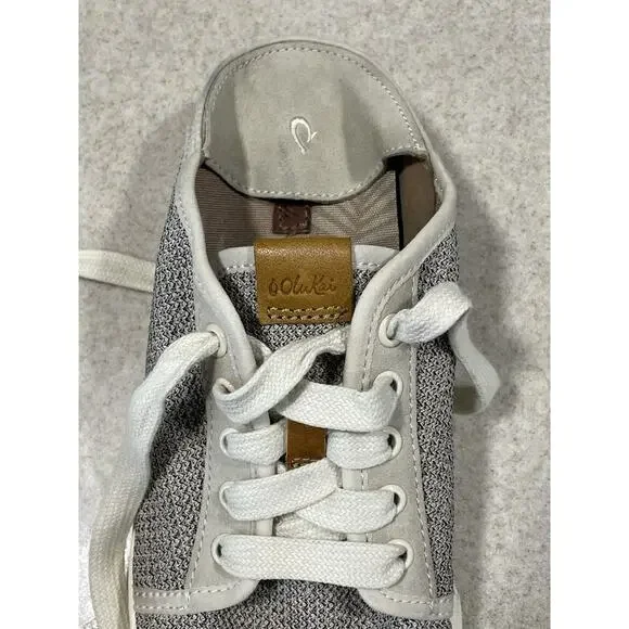 OluKai Women's Pehuea Li Shoe Size 7 Lace Up Sneaker Convertible Gray Tapa Mesh - Picture 9 of 11